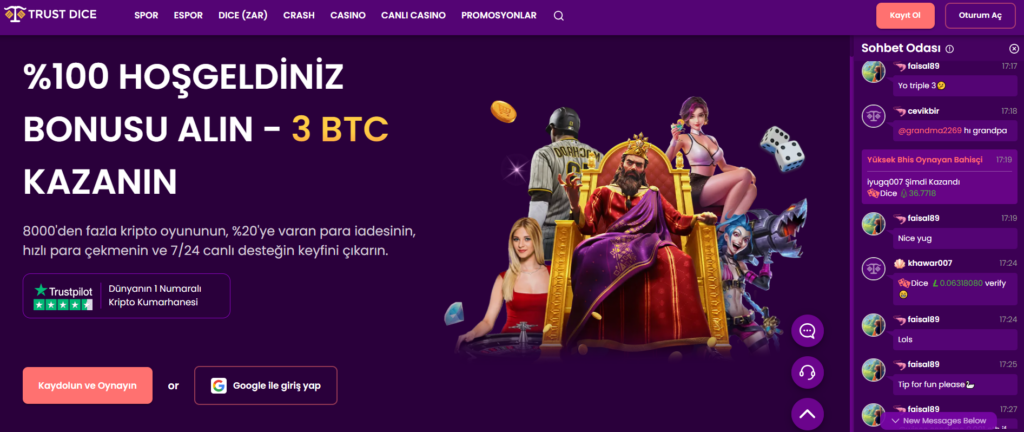 TrustDice kripto kumarhane bahissiz bonus